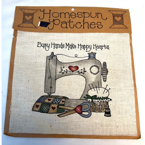 Homespun Patches Quilting Sewing Patch Kit "Busy Hands Make Happy Hearts" - Picture 1 of 3